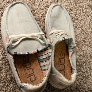 Hey Dude women’s Light Gray Slip-On Loafers with Patterned Lining